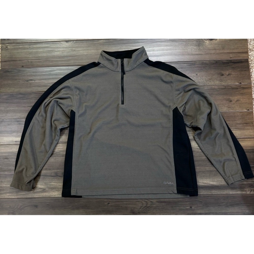 Cabela's Pullover Men's Large Gray Fleece Long Sleeve Mock Neck Quarter Zip